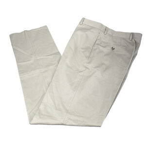 Jos A Bank Mens 34x36 Executive Khaki Chinos Cotton/Wool Blend Flat Front No Hem